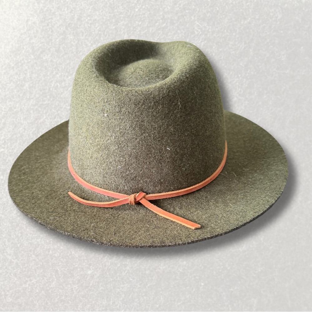 Brixton Olive Fedora with Mauve Band - Picture 2 of 4